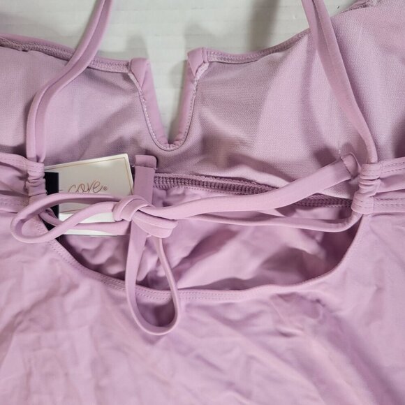 Salt & Cove Women Two Piece Lilac & Black Tankini Swimsuit Set Size S - Picture 9 of 14